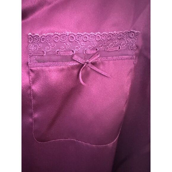 Morgan Taylor Intimates Royal Purple Satin Pajama Set L Whimsygoth Old Money - Picture 2 of 15